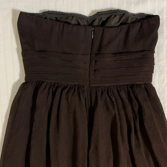 J. Crew Strapless Silk Chiffon Dress. Size 0. Chocolate brown - Picture 12 of 15